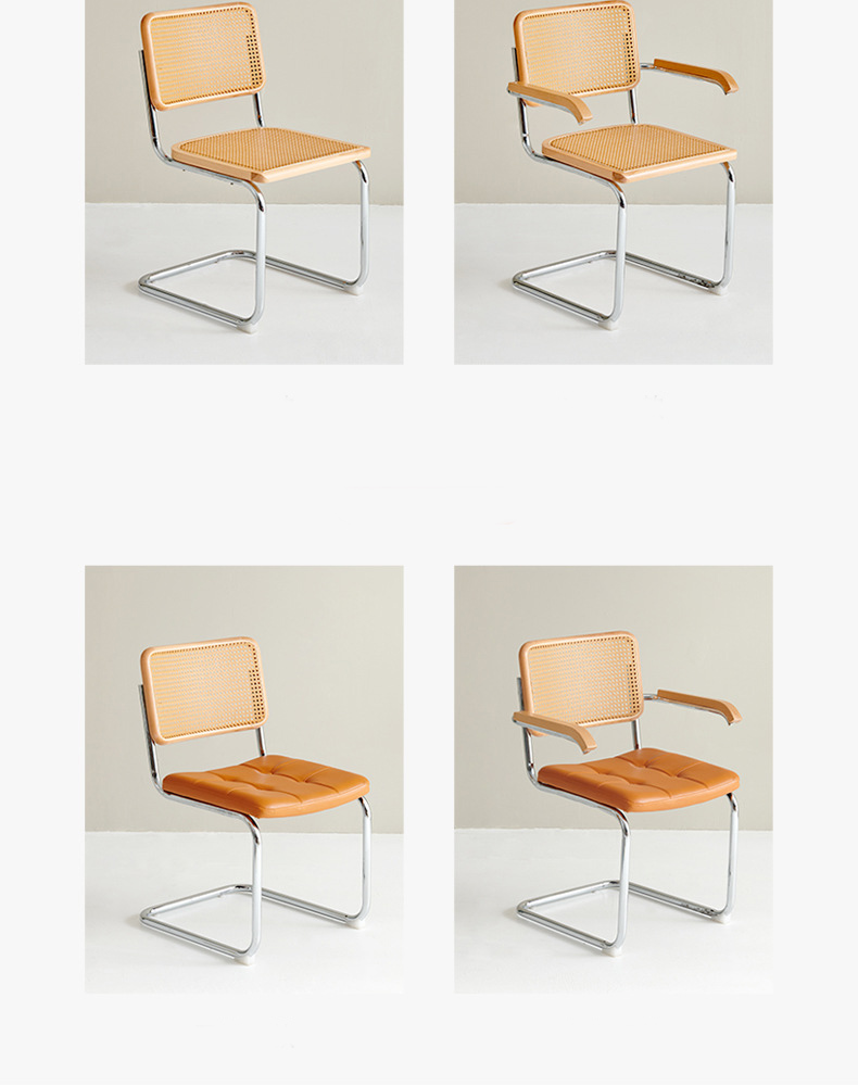 Mid Century Modern Rattan Dining Chairs Metal Frame Cane Rattan Dining Chair