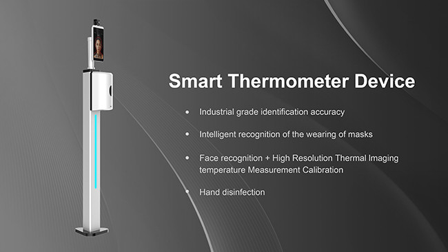 8" IPS Forehead Infrared Thermometer Sanitizer Dispenser Floor Stand