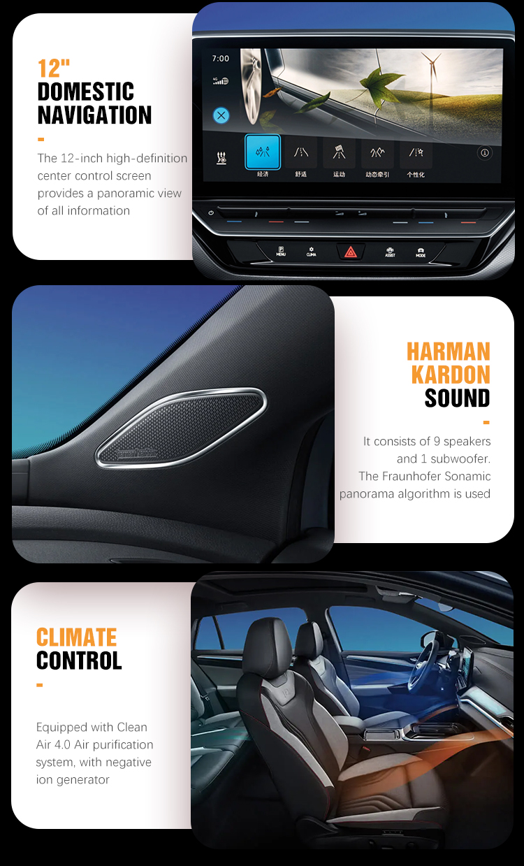 Electric Vehicle Gol Id4 2024 Golden Faw Volks-wagen ID4 X Ppro Crozz Prime UAE with Leather Seat Cover and 4 Wheel Drive