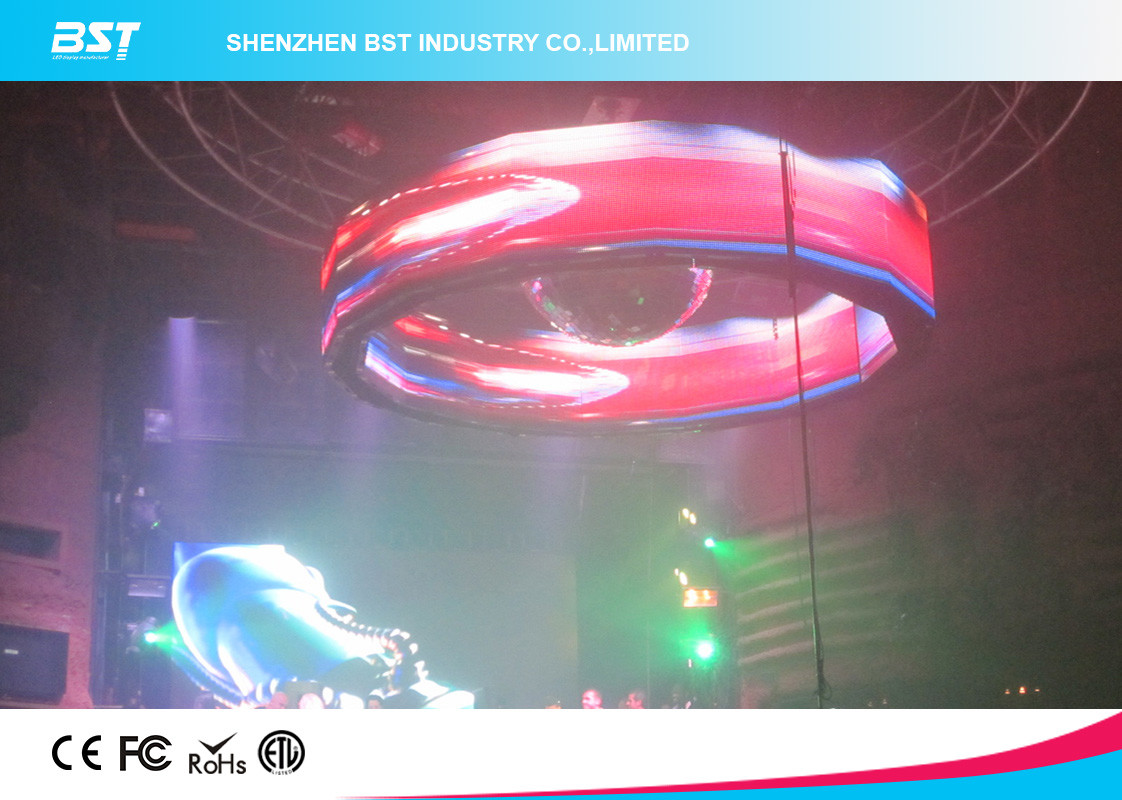 Flexible 1R1G1B 43264 dot/m2 60HZ P4.81mm Full Color Curve Large Led Display Screen