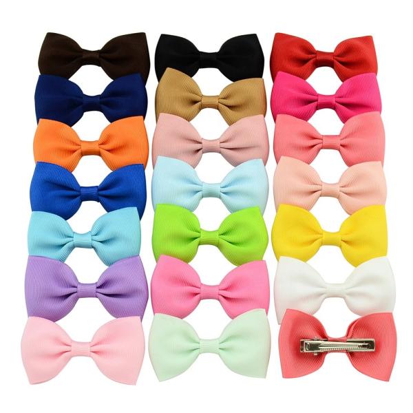 20 Colors Grosgrain Ribbon Hair Bows Headbands Baby Alligator Bow Clips 2.75