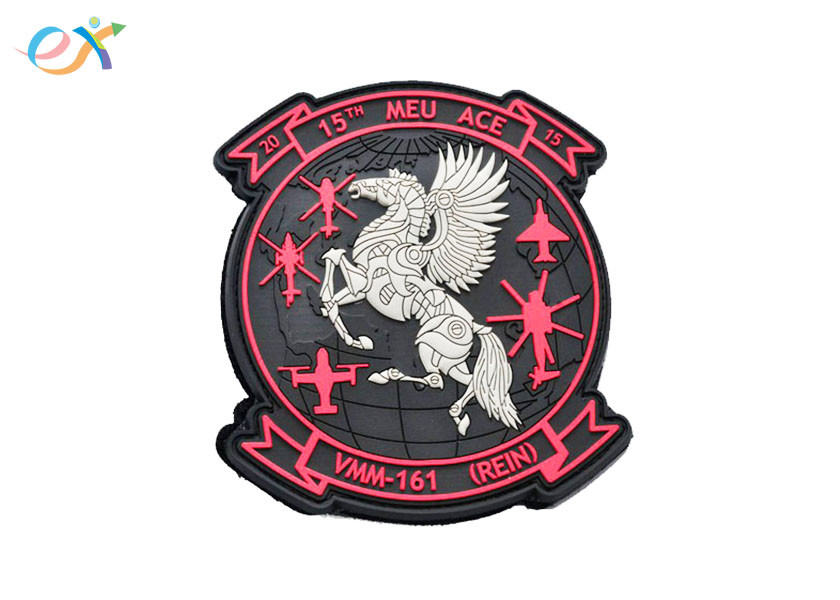 Military Armband PVC Rubber Patch Irregular Shape 2D PVC Patch With Hook And Loop