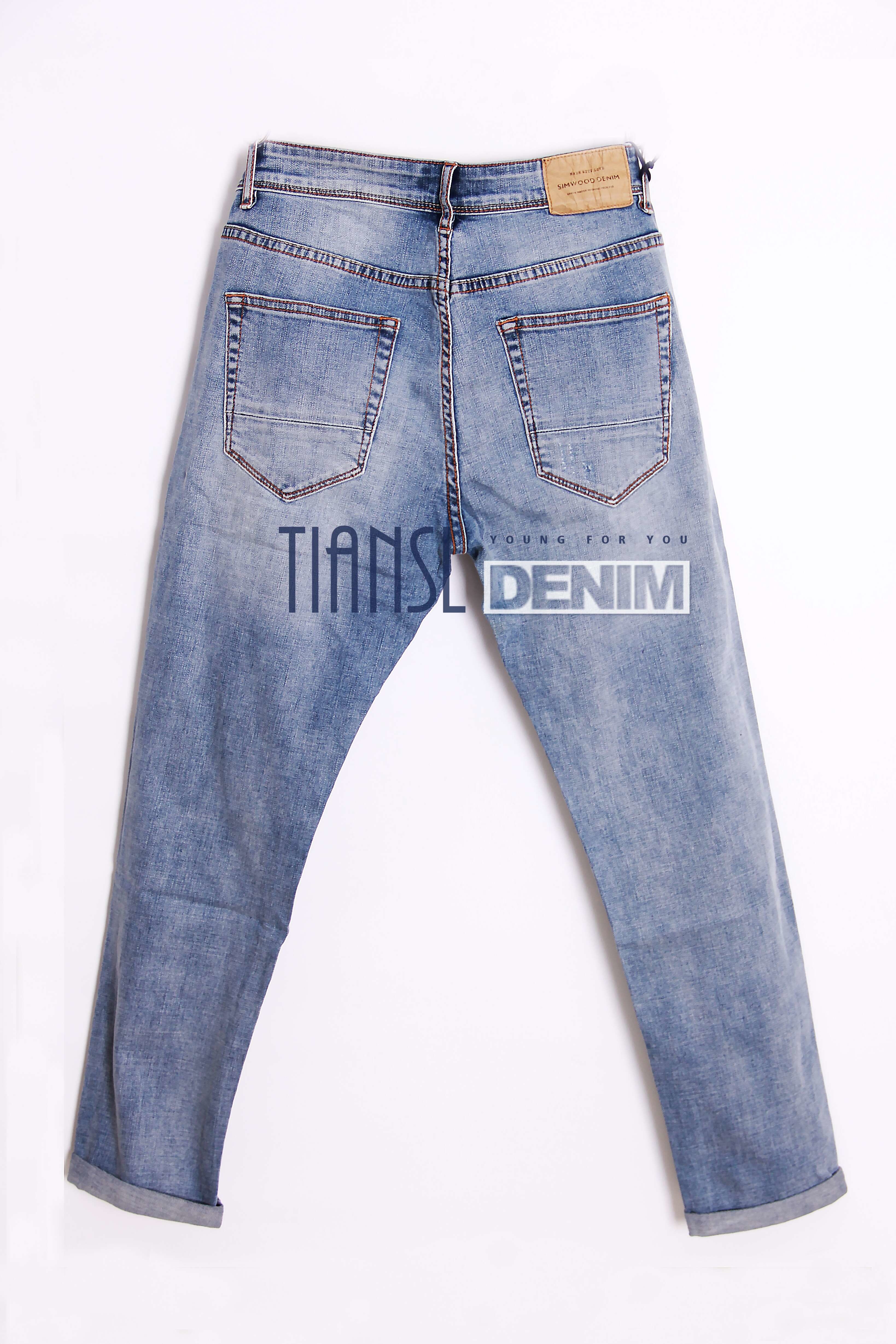 160cm-168cm Anti Static Twill Woven Denim Jeans Fabric Cloth Cotton Polyester Spandex