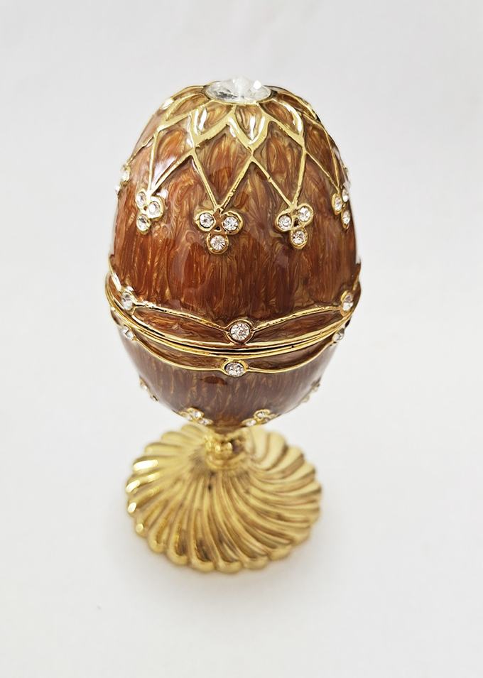 Luxury Faberge Easter Egg Elegant Enamel jewlery box Crytsal Easter Faberge Egg Trinket Box Woman Earrings Egg Case