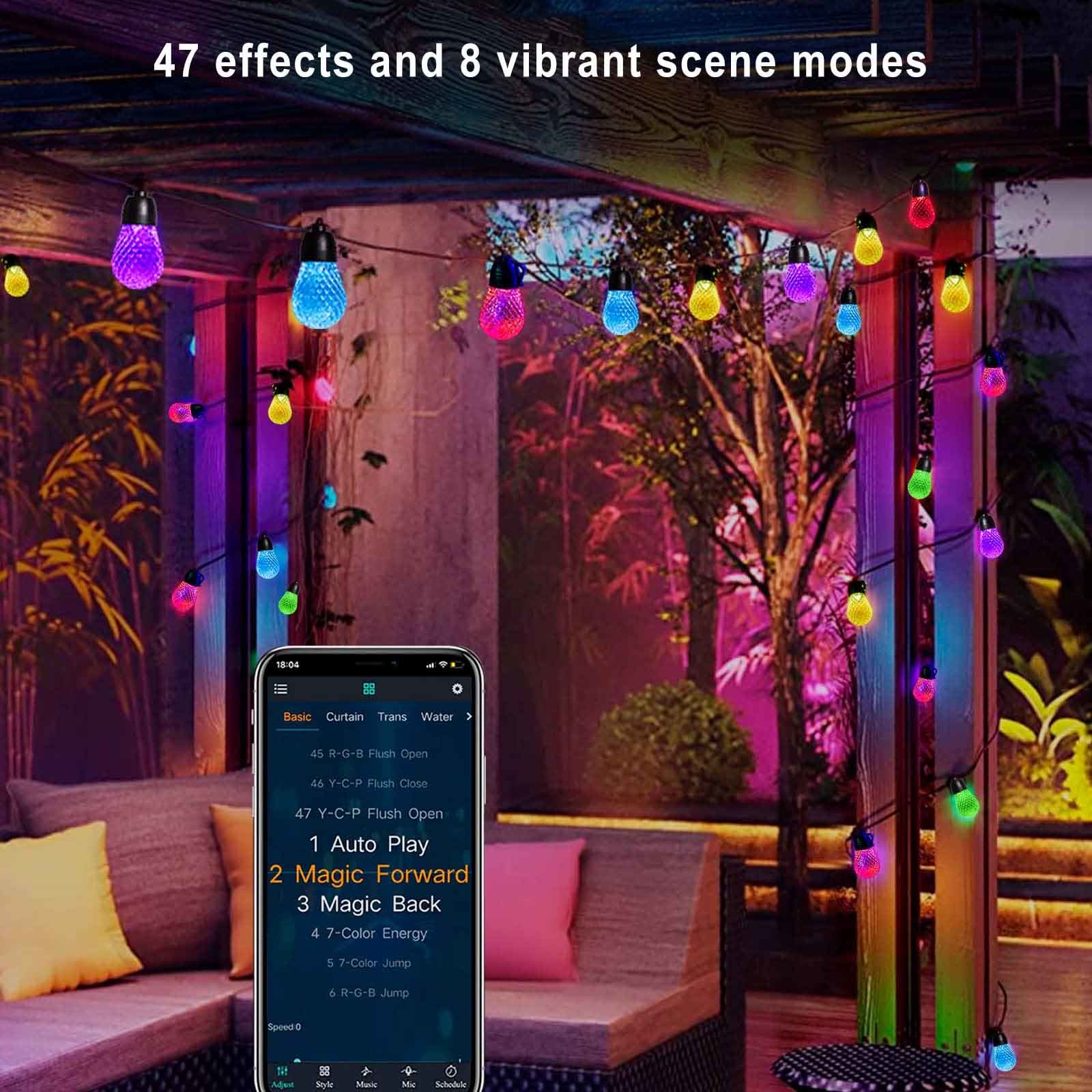 Wedding Outdoor RGB String Light 49FT Waterproof Remote Control