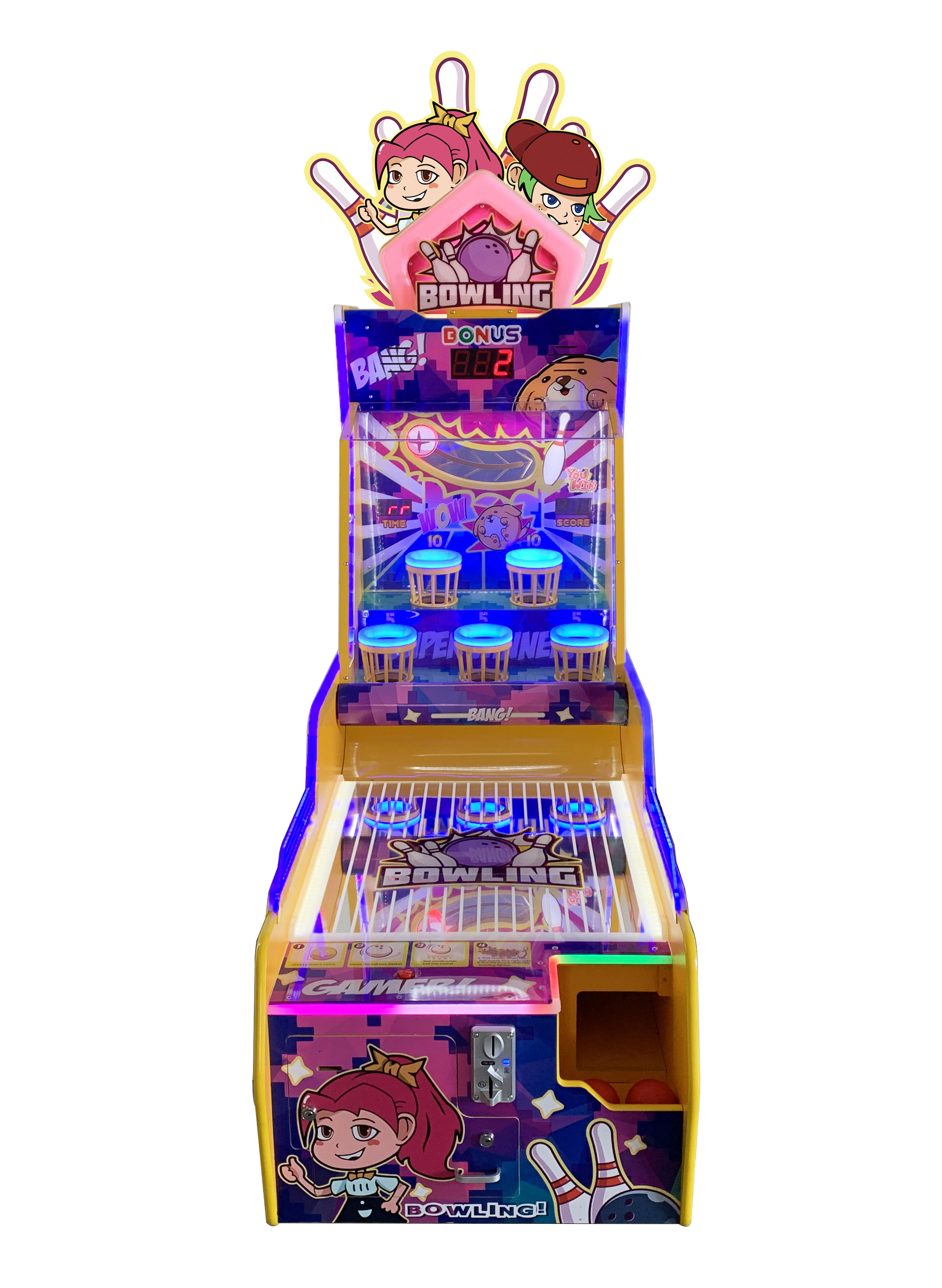 1P single player mini bowling ticket game machine for kid game center, Bowling Big Dunk single