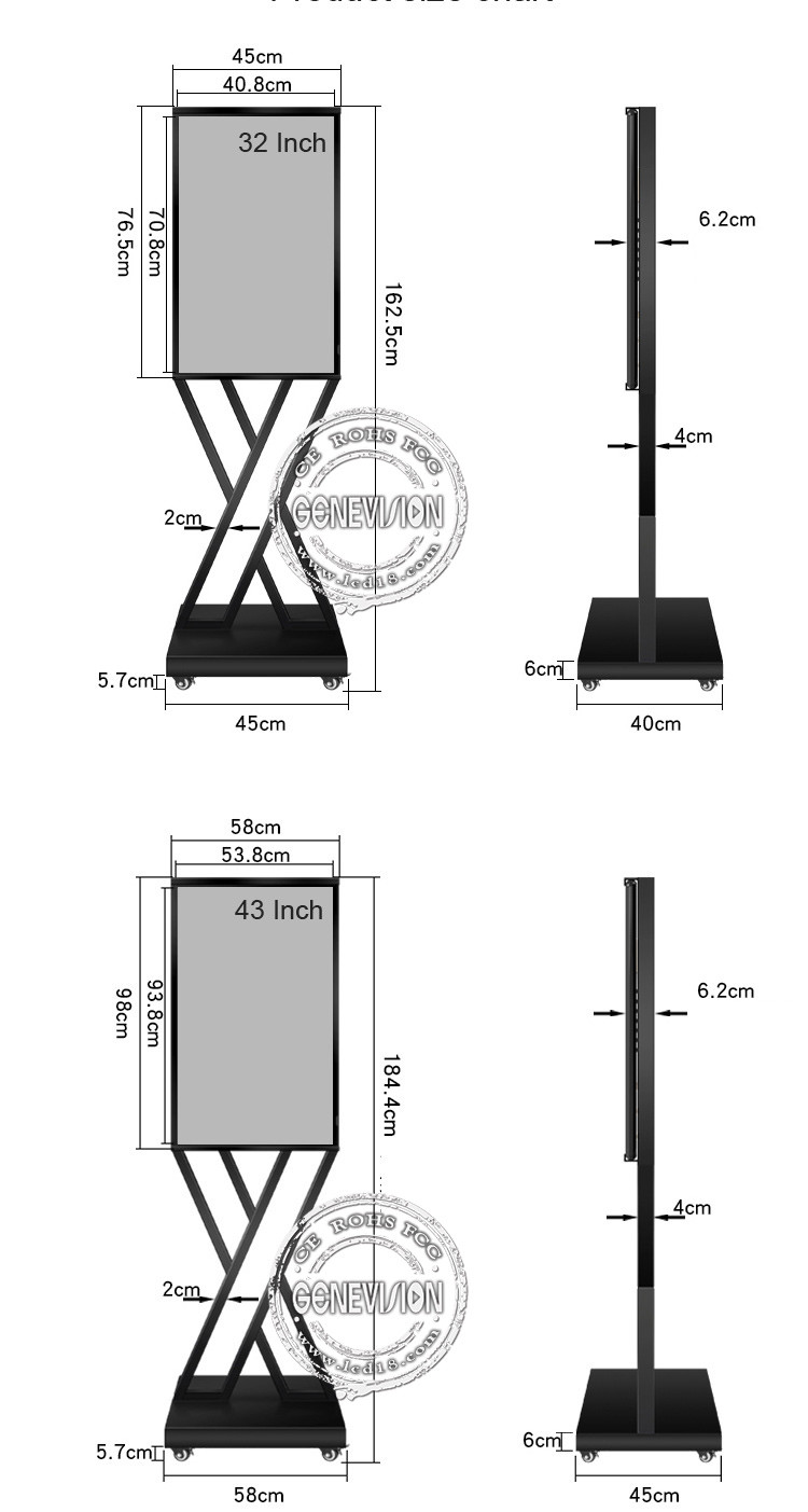 Portable Android 7.1 500cd/m2 TFT LCD Digital Signage Display