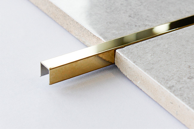 Gold 316 Stainless Steel Tile Trim 20mm U Shaped Mirror Trim 0.5mm~3mm Thick