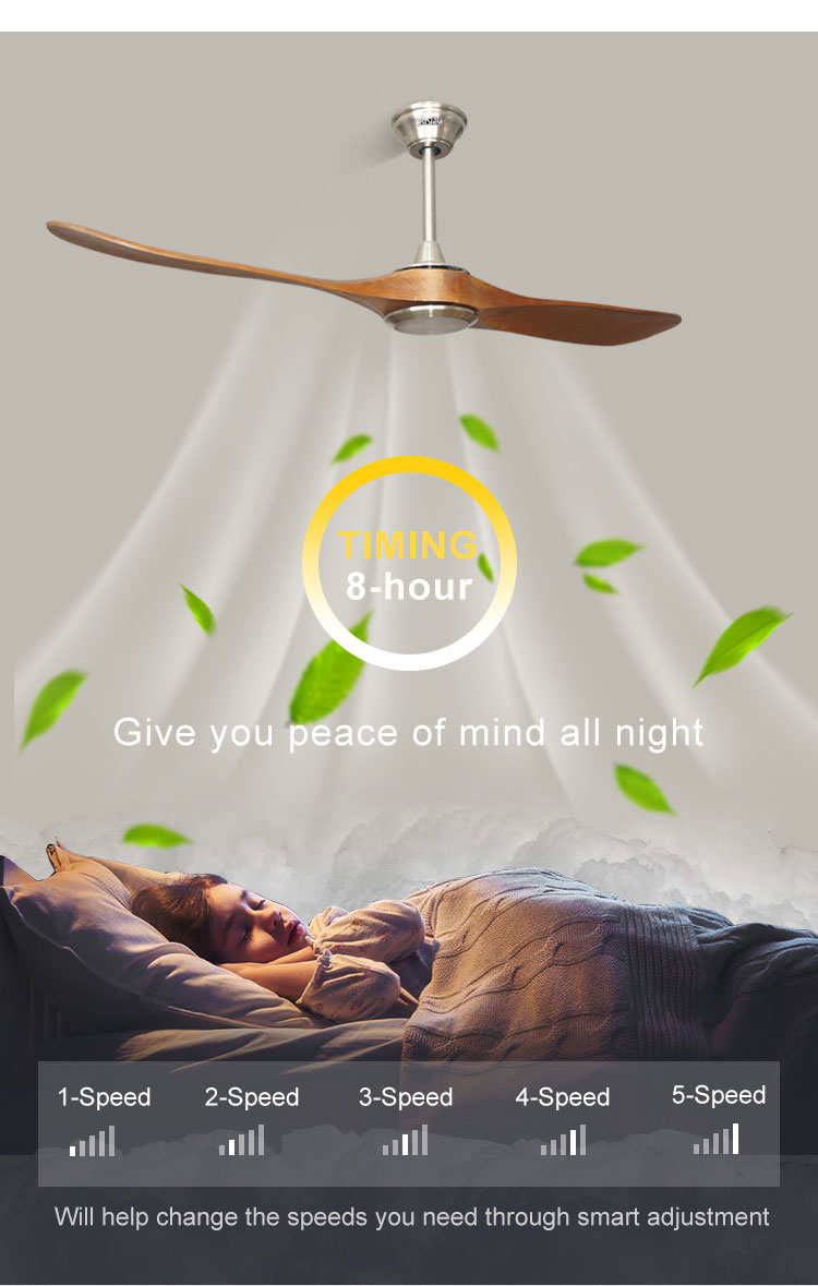1stshine Dinning Room 52 Inch Ceiling Fan with Natural Wood Blades and without Light
