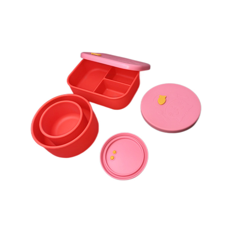 Food Grade Silicone Lunch Box Microwave Heating Preservation Box Compartment Sealed