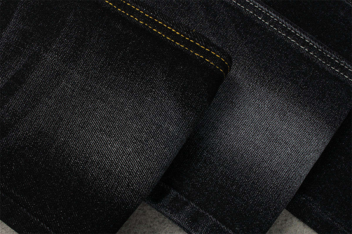 Stretch 11.5oz Cotton Spandex Denim Fabric Sulfur Black 170cm Full Width