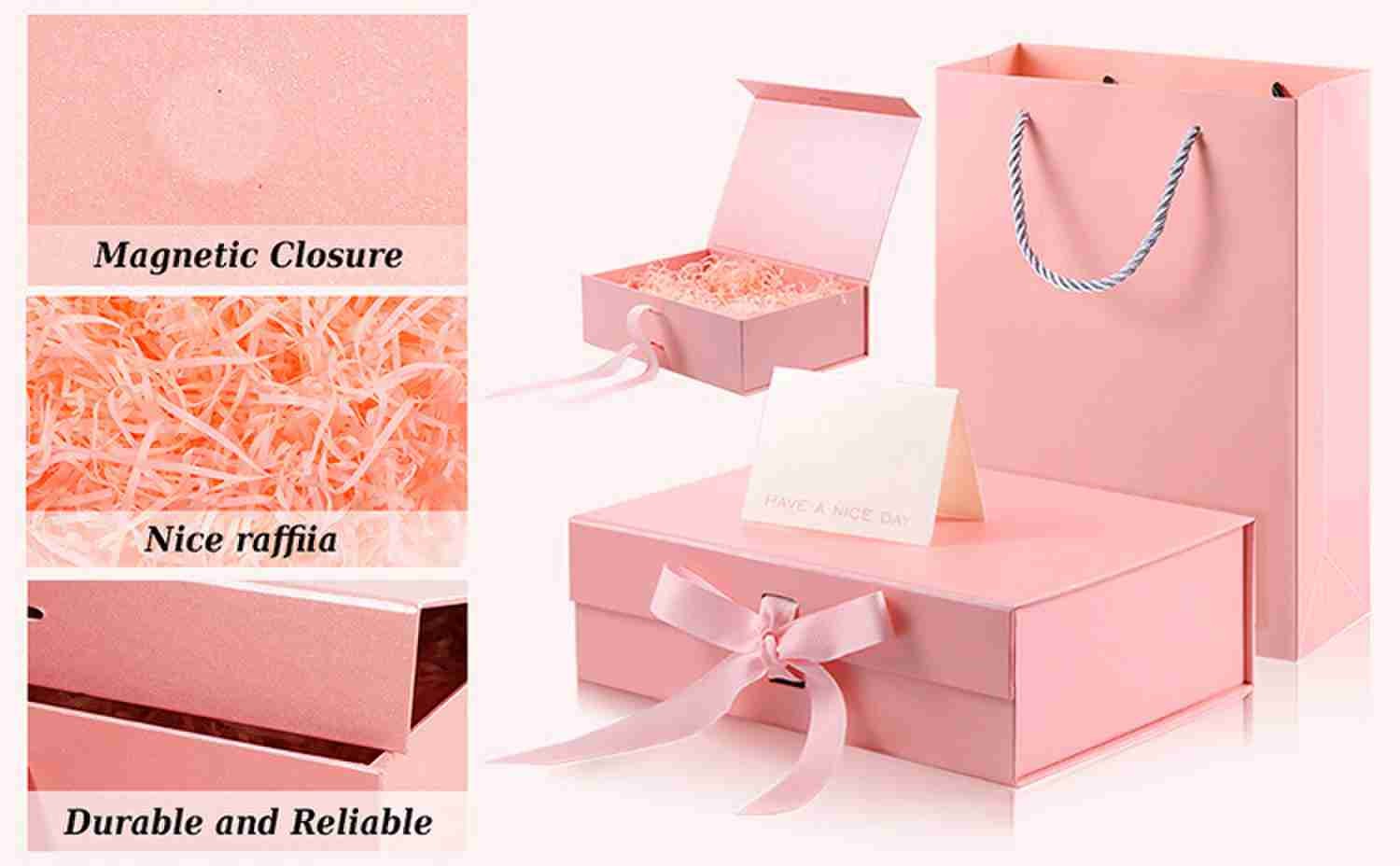 FSC BSCI Personalized Hot Stamping Printed Paper Gift Bags And Box Set With Logo