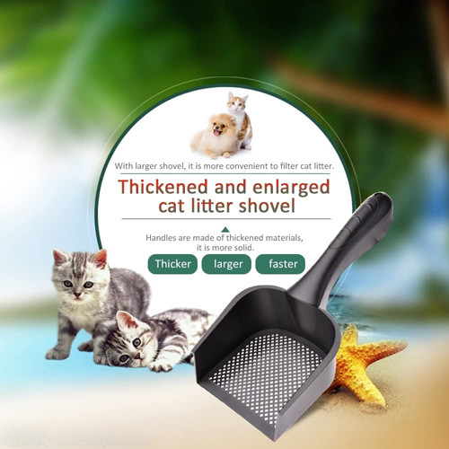 Black Plastic Small Holes Fine Litter Scooper Shovel For Cat Dog