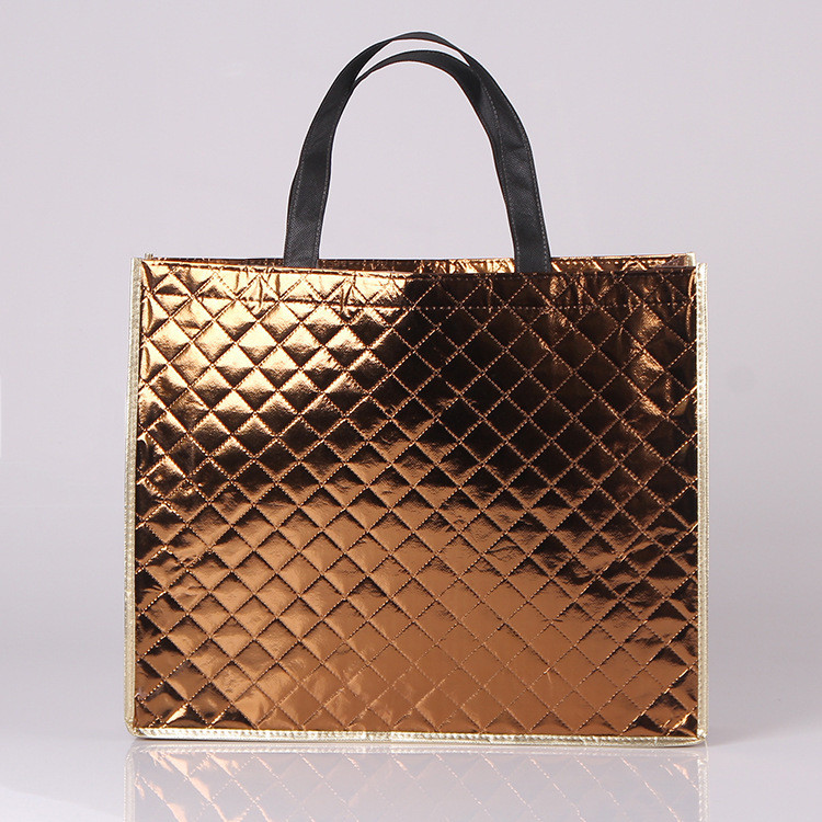 Wholesale Custom Logo Printed Stripe Eco-Friendly Non-Woven Laser Highlight Shopping Grocery Tote Bag