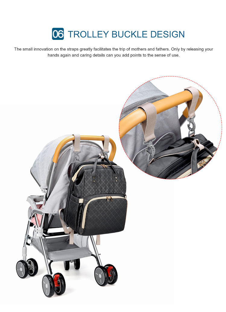 Fashion Mother Bag Portable Light Folding Design Crib Mother Multifunctional Diaper Backpack