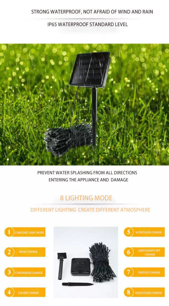 SMD0603 300MA Solar LED String Lights Color Change Reelable For Chrismas