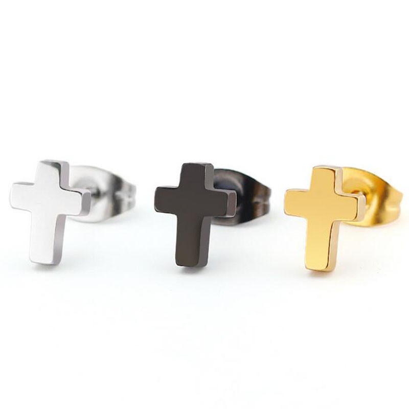 Fashion Gold Silver Black Fancy Stainless Steel Stud Earrings