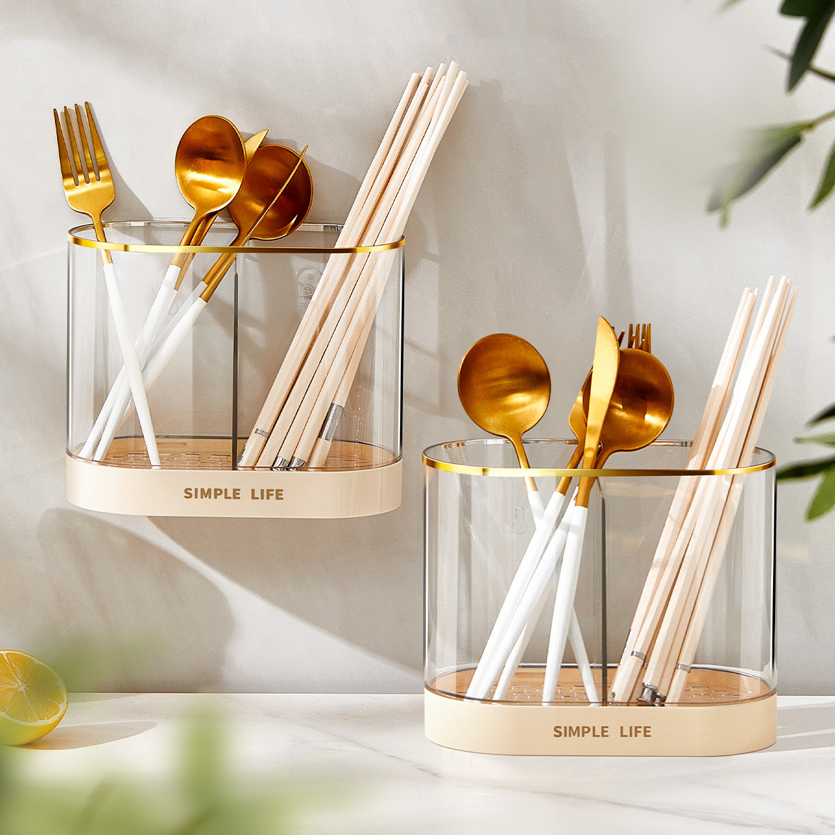 2 Sizes Kitchen Countertop Storage Utensil Holder Silverware Chopstick Organizer