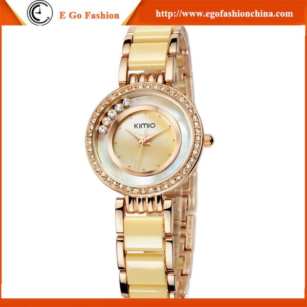 KM16 New Girl Fashion Women Gold Crystal Quartz Crystal Rhinestone Luxury Wrist