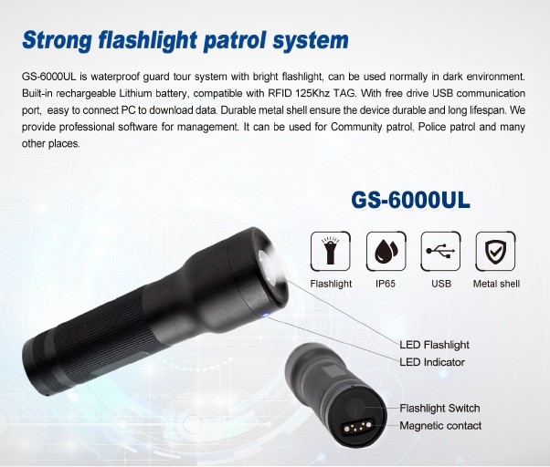 RFID IP65 Flashlight Guard Tour Patrol System Device Waterproof