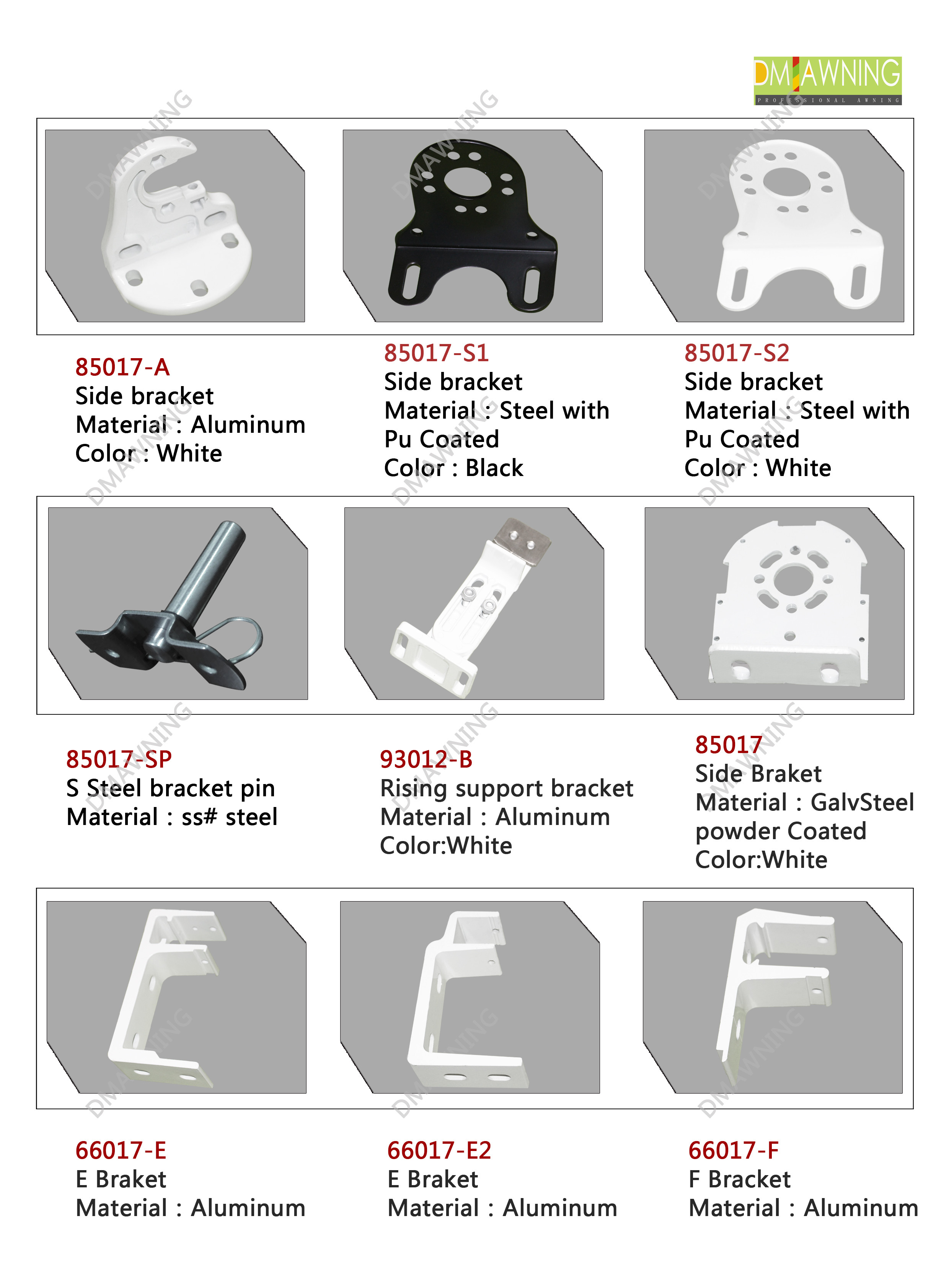 Plastic Retractable Awning Hardware Awning Front Beam Cap Front Bar