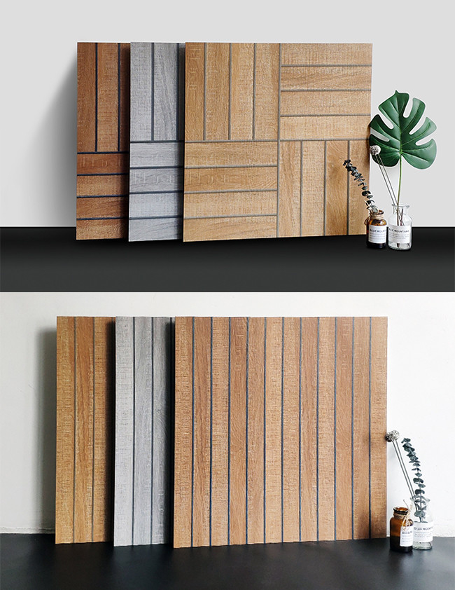 Outdoor Non Slip Wood Grain Porcelain Rustic Tiles For Patio Garden Yard Terrace Balcony