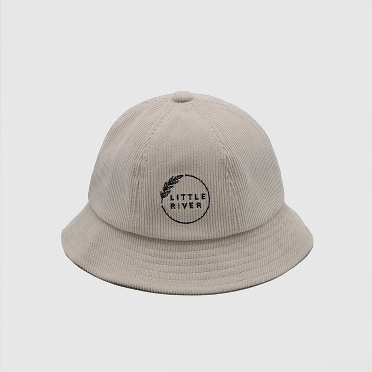 Latest Fashion Daily Cartoon Embroidery Cotton Fisherman Hat Outdoor Sun Protection Beige Corduroy Bucket Hat