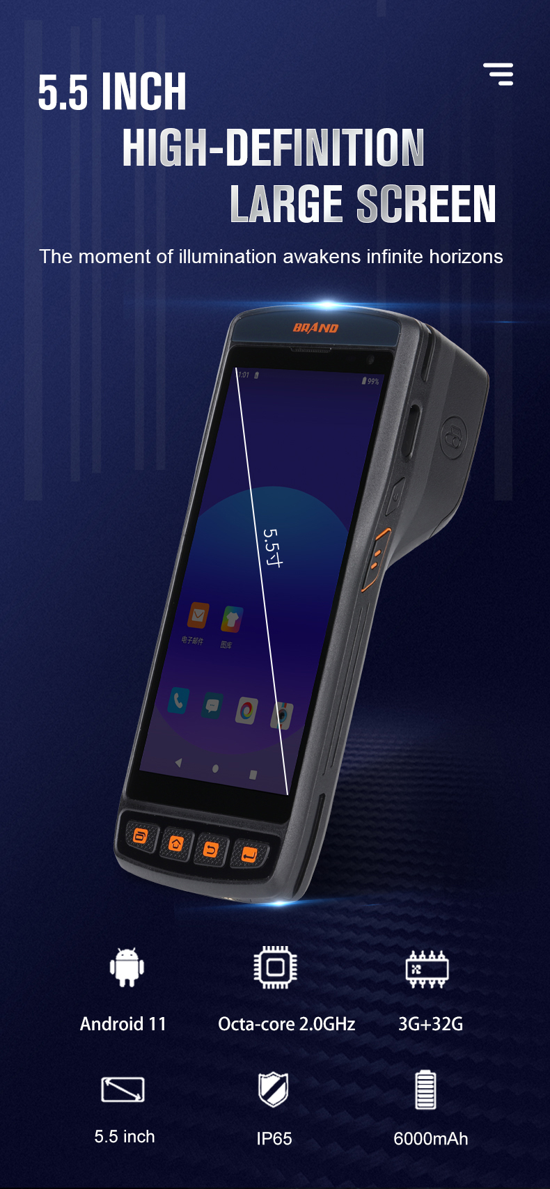 JZIOT SDK Equipped Wireless Portable Laser 1D 2D Handheld Android NFC Barcode PDA Scanner With Printer