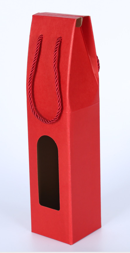 UV Coating 2 Ply Wine Bottle Paper Bags With Cut Out Windows wine bottle drawstring fabric bag packaging
