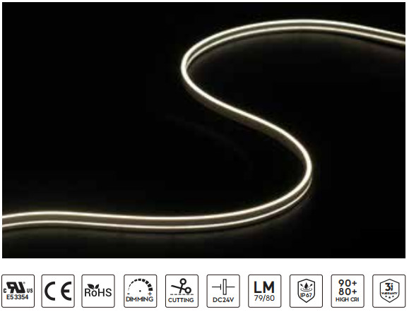 24V IP65 Waterproof LED Neon Strip Side Bend Flexible Side Bend LED With High Brightness