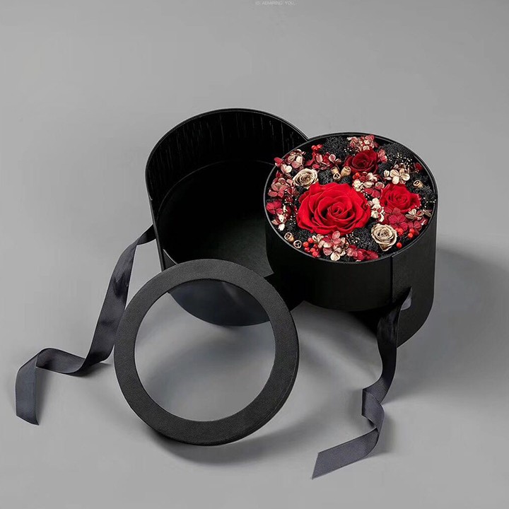 Matte Glossy Lamination Round Flower Box Floral Packaging With Clear PVC Window