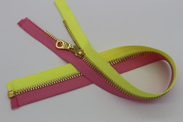 Gold Brass Teeth Heavy Duty Zipper By The Yard , Heavy Duty Open Ended Zips For