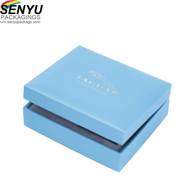Logo Customized Storage Mini Small Paper Box Light Blue Gift Box with Lid And Base