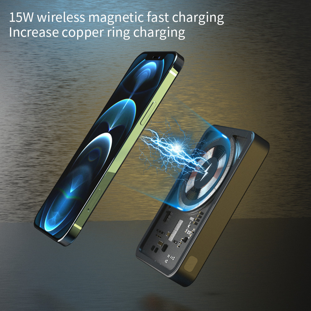 Fast Charging Foldable Wireless Charger 15W PD Magnetic Power Bank For Phone