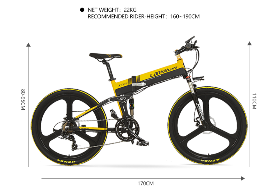 Lankeleisi Foldable Electric Bike , 26 Inch Electric Mountain Bike 400W Motor