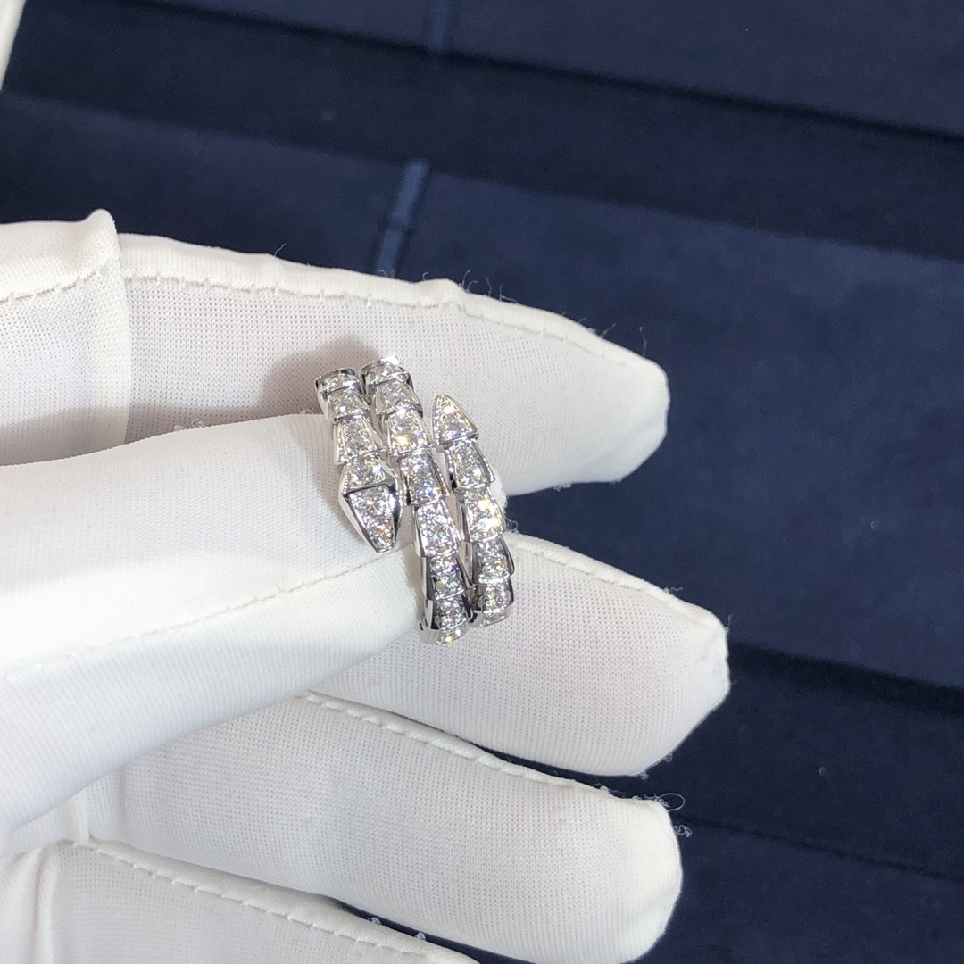 Elegant 18K Gold 2 Row Diamonds Serpenti Viper Ring Diamond Ring Yellow Gold White Gold