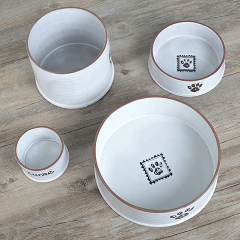 Sustainable Personalised Ceramic Dog Bowls Round Shape With Stand