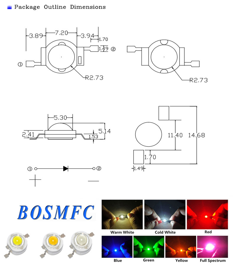 1W 140ml High Power LED Chip Lamp Bead 3W Super White For Flash Light