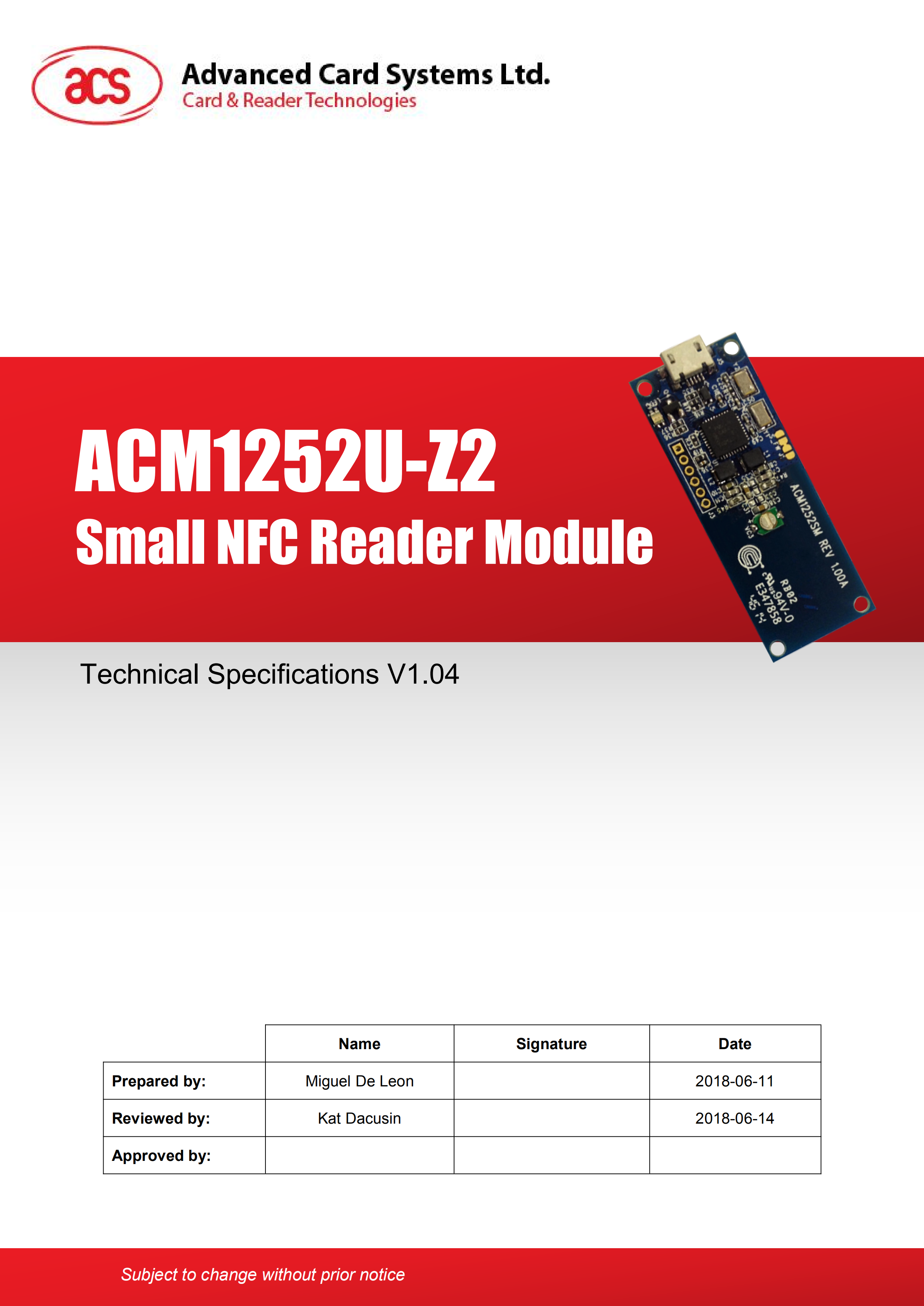 ACM1252U-Z2 USB NFC Module  Reader