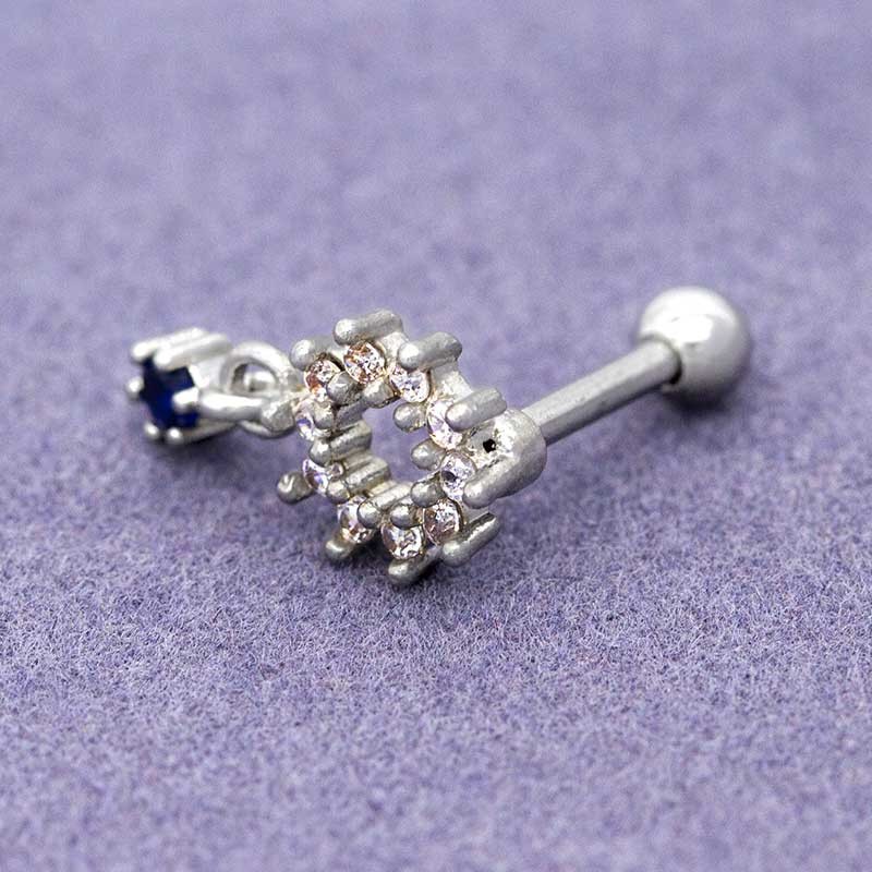 316 Stainless Steel Ear Piercing Jewellery Zircon Gems Flower Design OEM ODM
