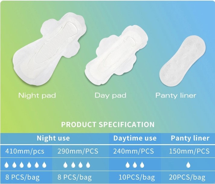 Lady Mentrual Healthy Cotton Day Use Anion Sanitary Napkin