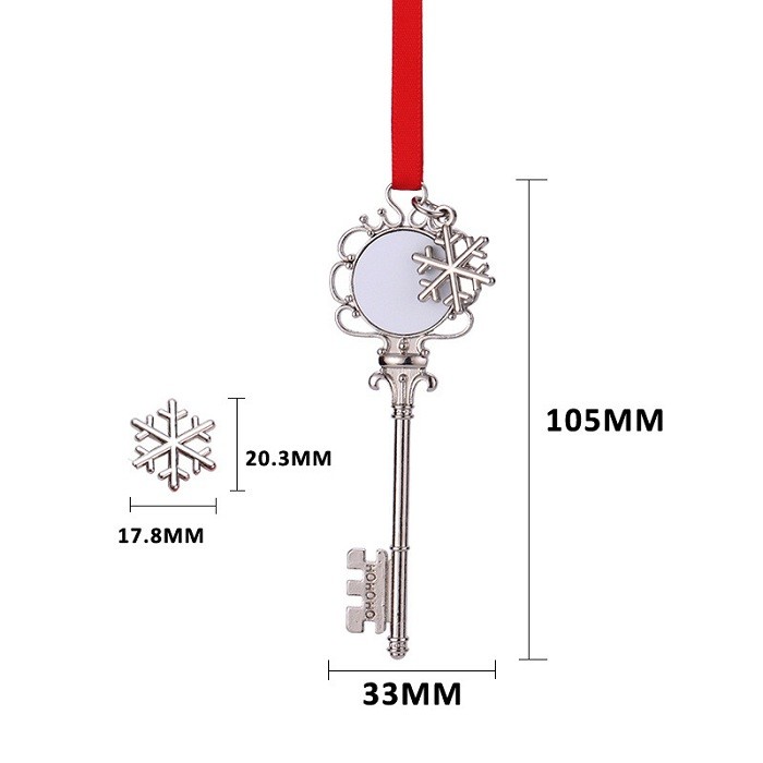 Sublimation Christmas Key Pendant Blanks Snowflake Ornament Metal Christmas Decorations