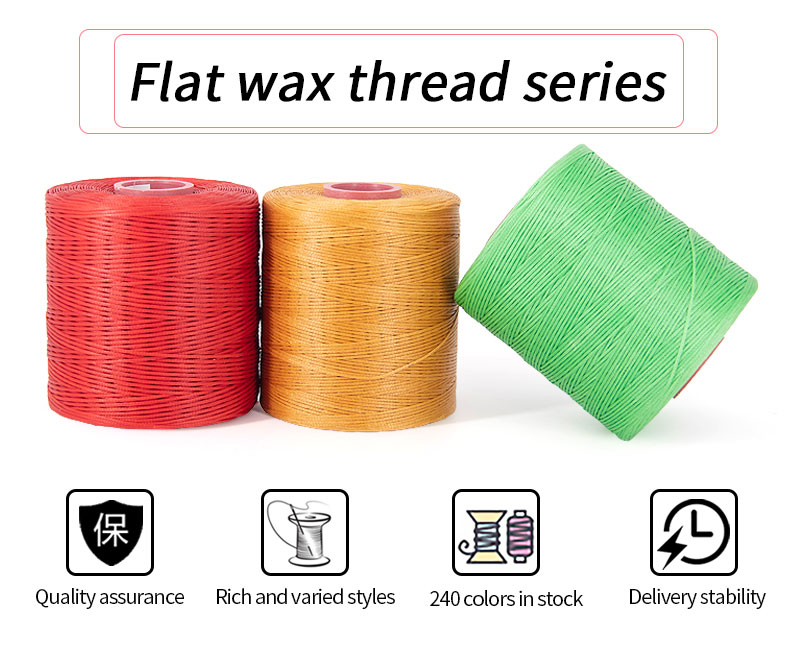 260m Leather Sewing Flat Wax Thread in 0.8mm Thickness with 240 Color Options