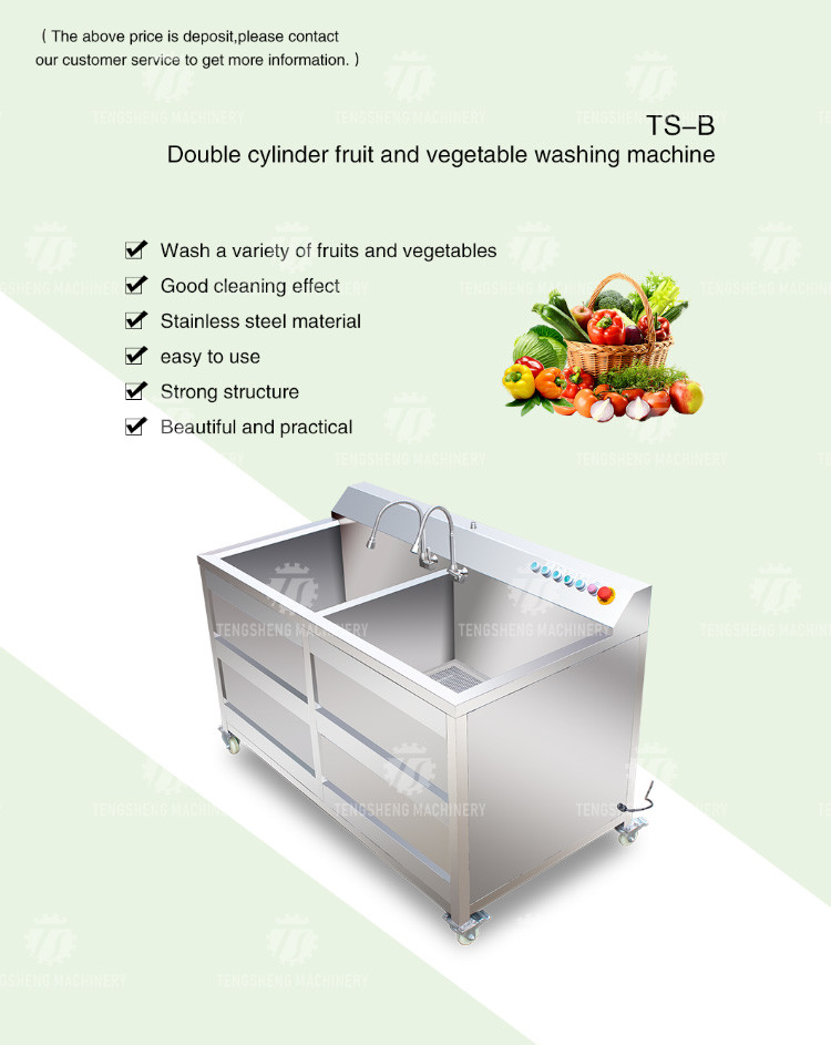 1.1KW Commercial eddy current bubble washing machine ozone multifunctional vegetable washing machine