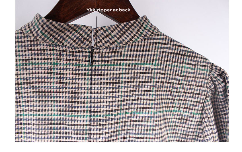 Polyester chiffon Checked Midi Dress