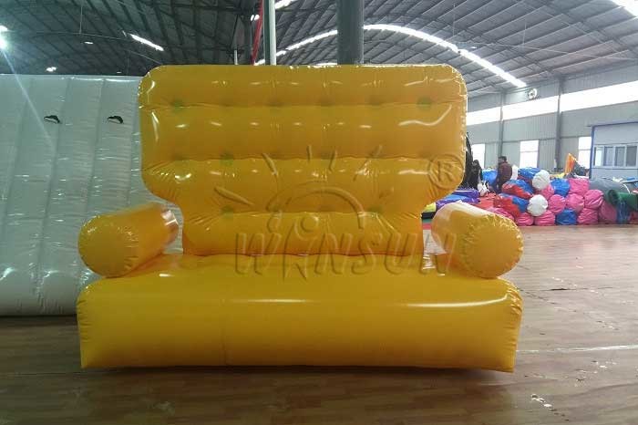 Yellow Color Inflatable Couch Sofa Environmental Friendly For Outdoor Activities