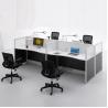 Buy cheap ISO Modular Four Person Workstation Desk Glass Panel Black Wooden from wholesalers