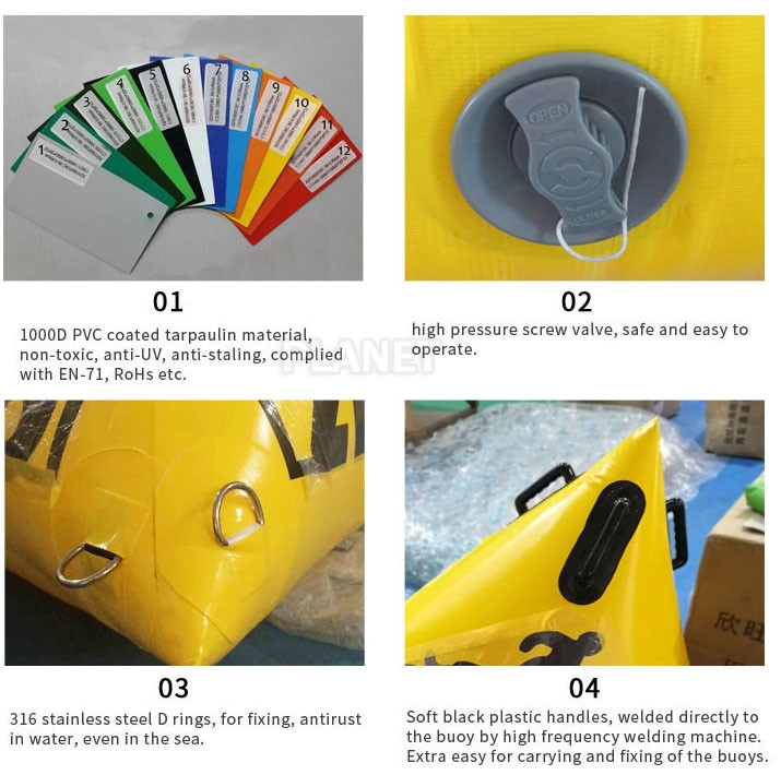 Triangular Inflatable Marker Buoy With D Rings Customized Size
