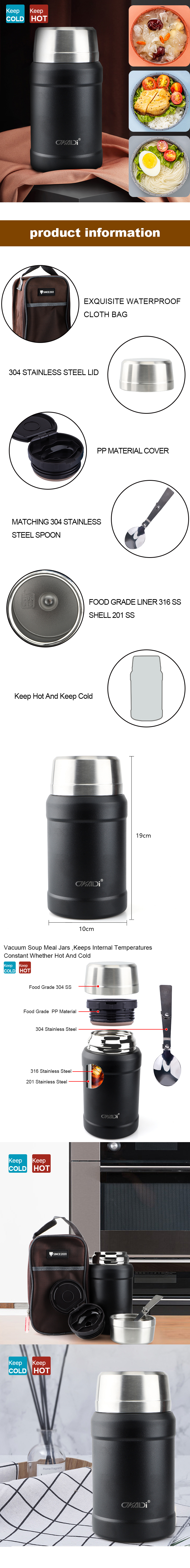 Hot Sale Stainless Steel Vacuum Insulated Food Container for School Lunch Box with Spoon