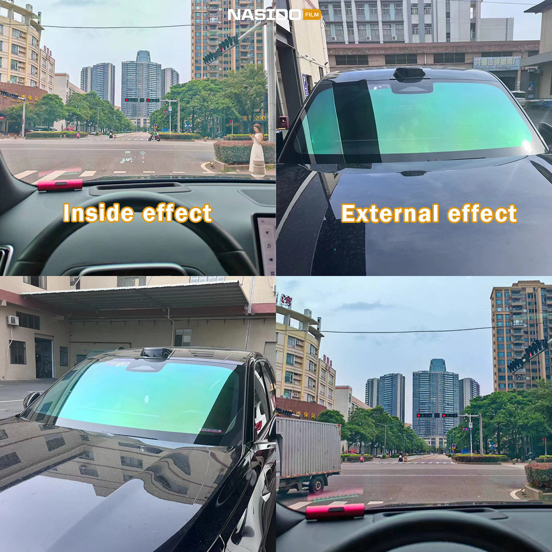 Green Magic Gold Chameleon Glass Tint IRR 97% Removable Windshield Film For Car